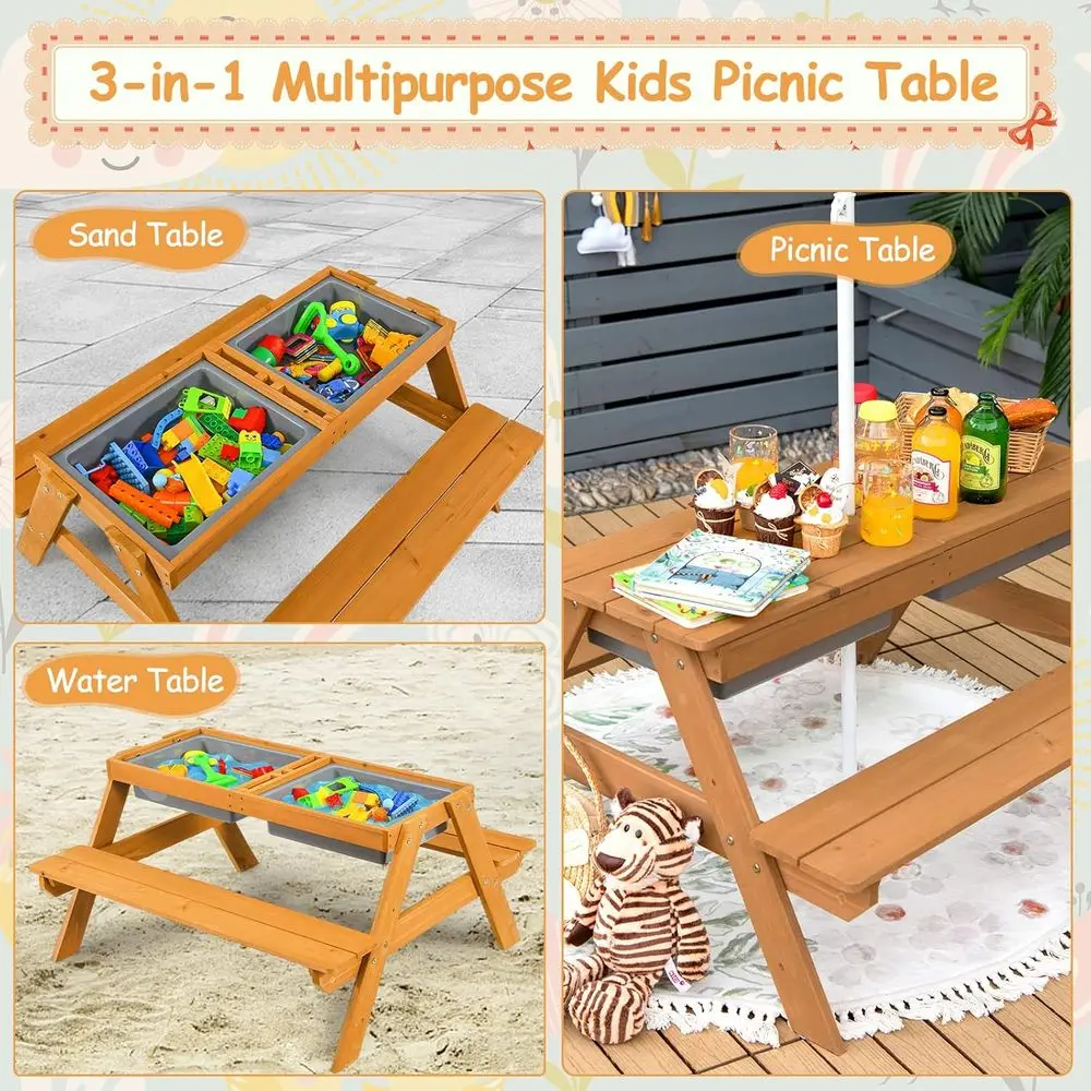 طاولة نزهة خشبية 4 في 1 للرمل  - مراجعة Kids Outdoor Furniture Set وسعره