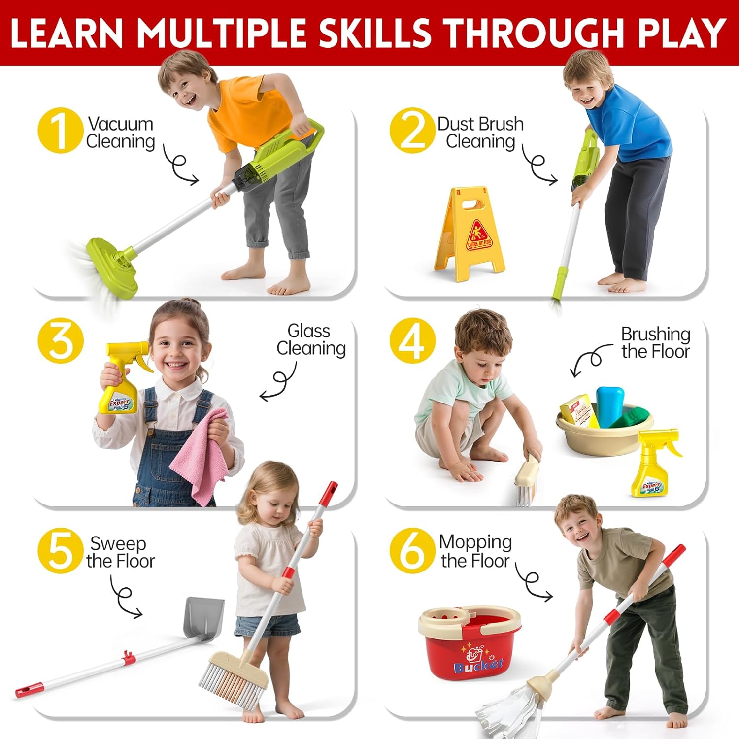 مجموعة ألعاب تنظيف للأطفال، أد - مراجعة Kids Outdoor Broom وسعره