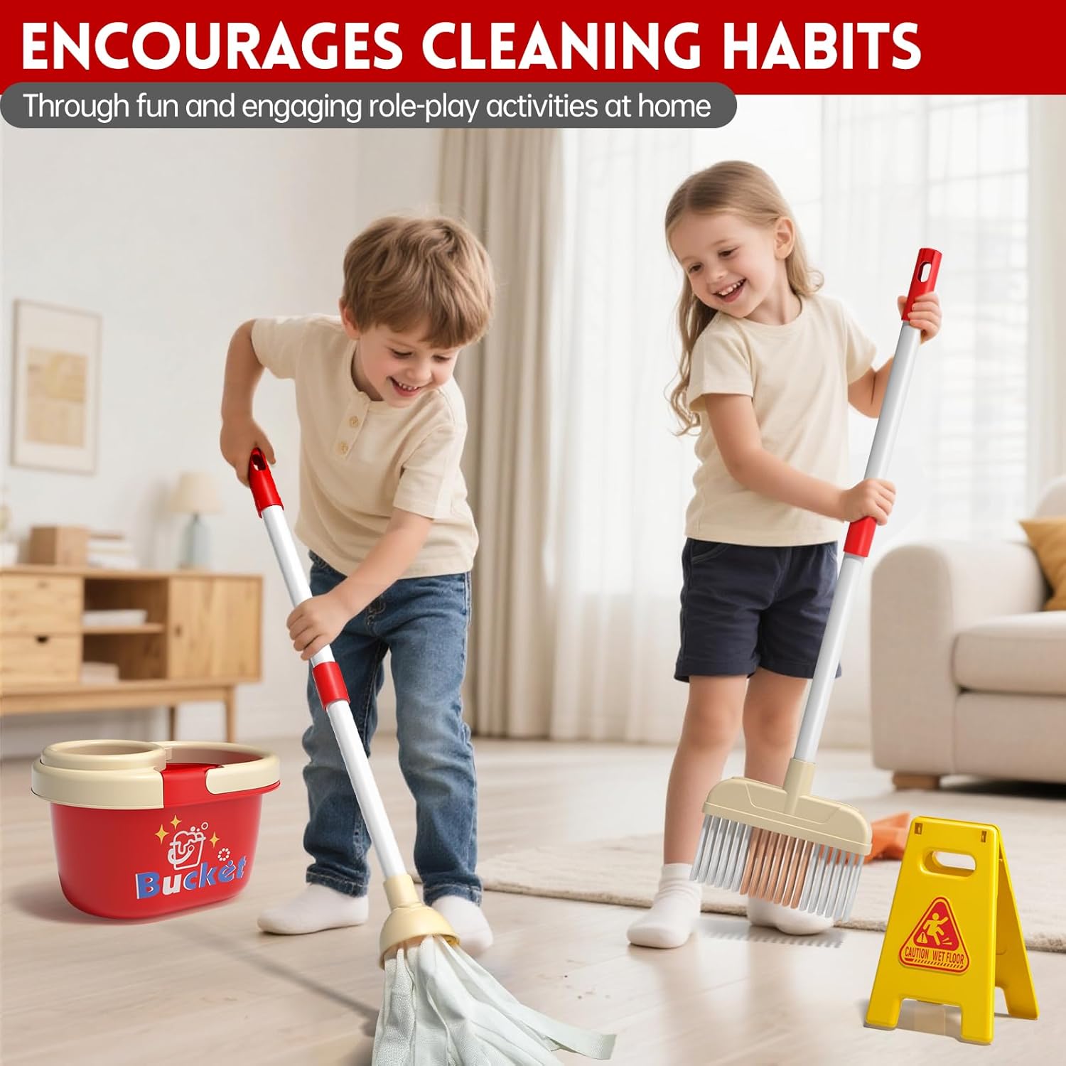 مجموعة ألعاب تنظيف للأطفال، أد - مراجعة Kids Outdoor Broom وسعره