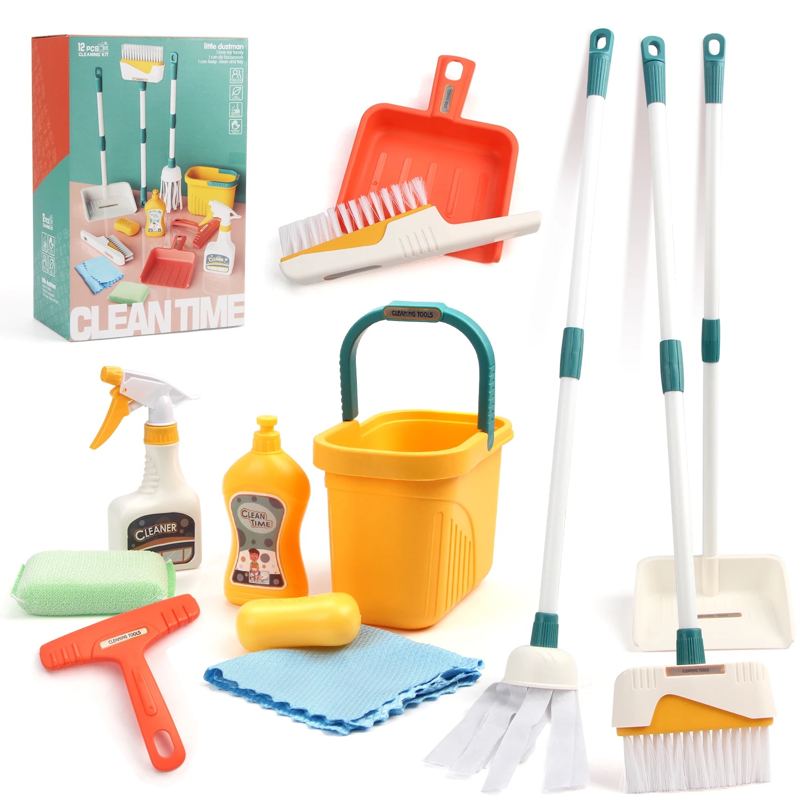 12 قطعة/المجموعة الاطفال تنظيف - مراجعة Kids Outdoor Broom وسعره