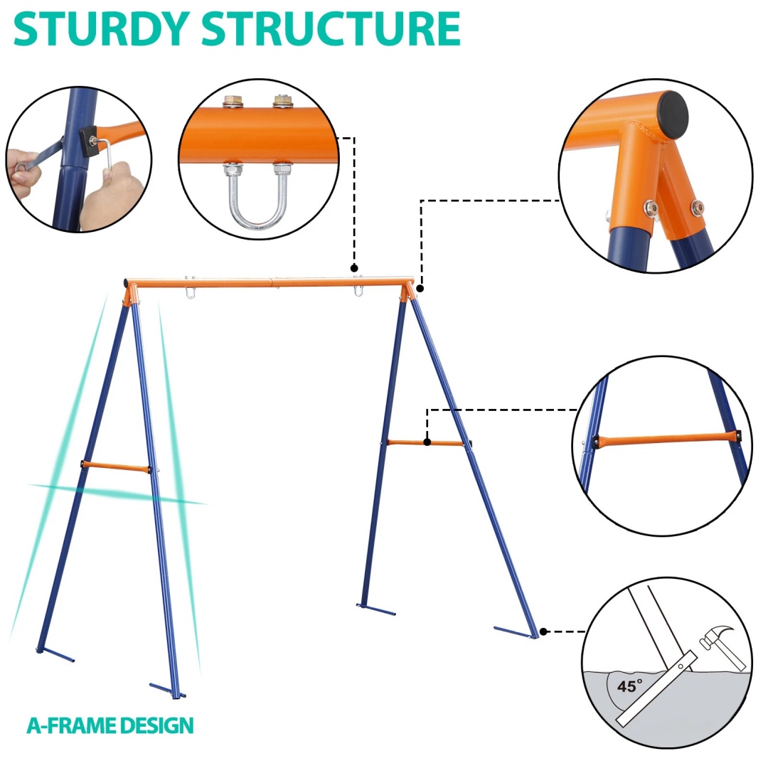 إطار أرجوحة قوي على شكل حرف A  - مراجعة Kids Outdoor Furniture Set وسعره
